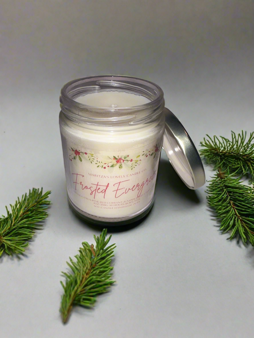 Frosted Evergreen 7oz Soy Candle