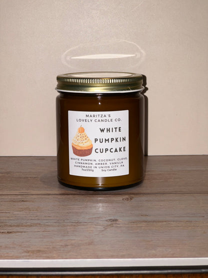 White Pumpkin Cupcake Candle