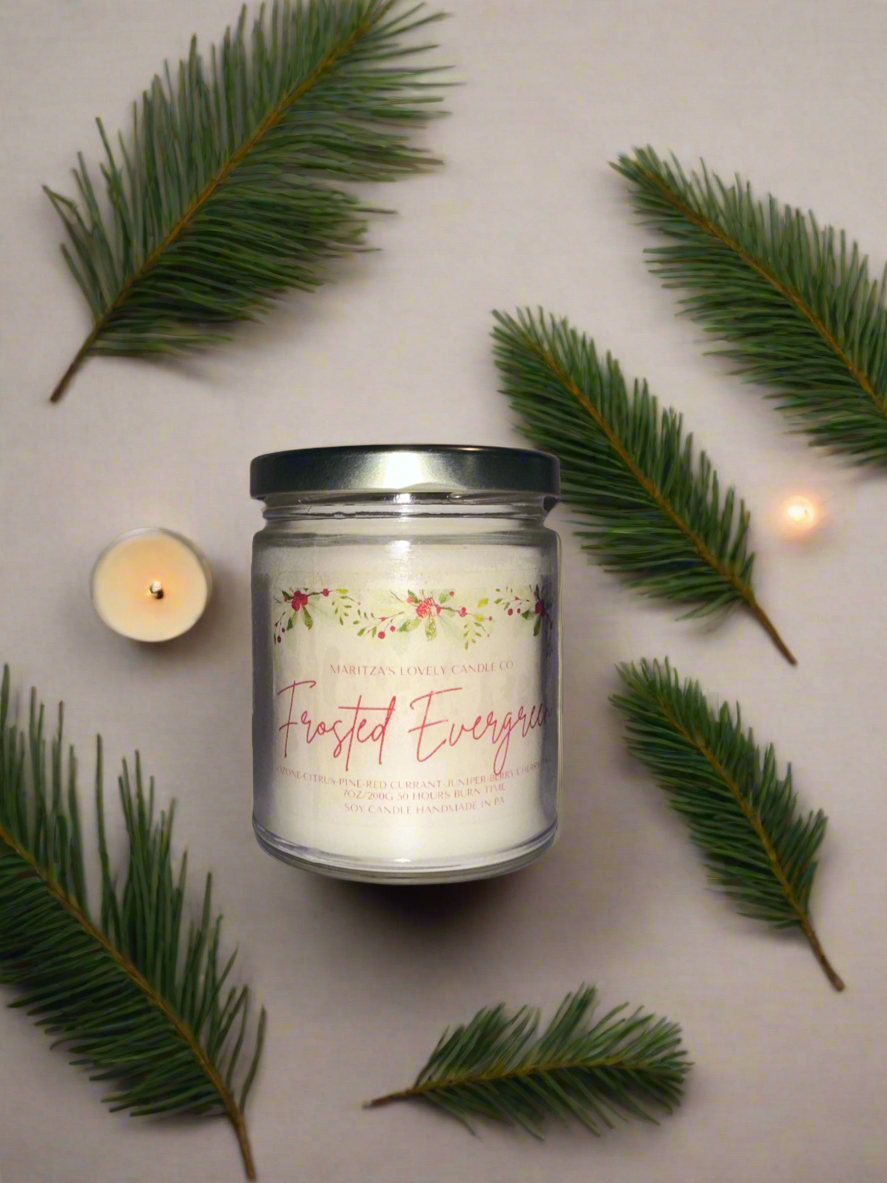 Frosted Evergreen 7oz Soy Candle